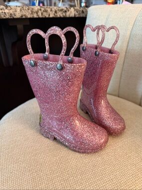 Western Chief Glitter Pink Mini Rain Boot Planter Pair